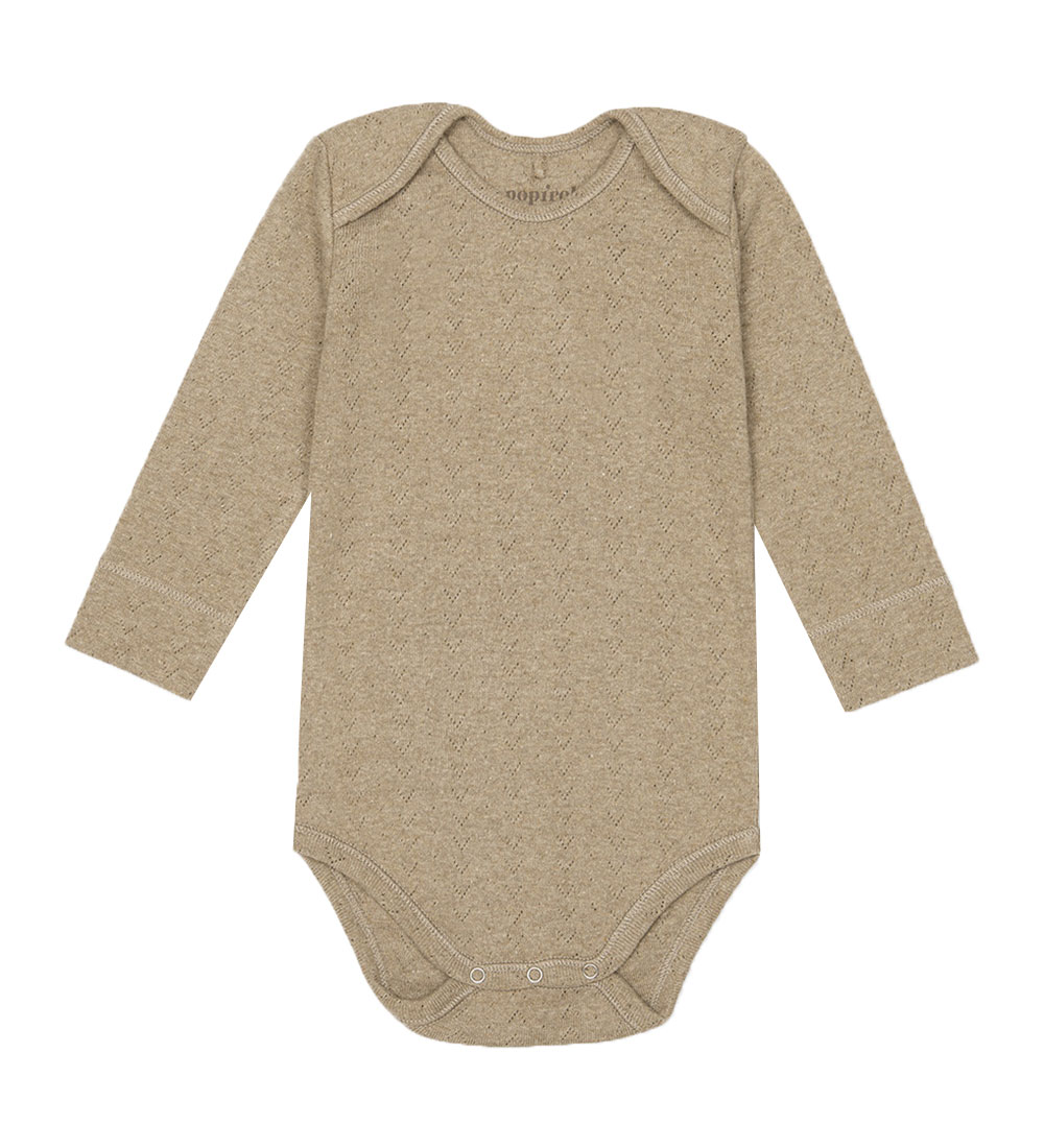 Popirol Bodysuit l/s - Poella - Dark Brown Melange