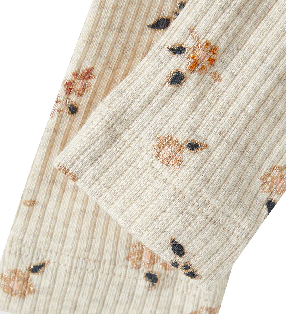 Name It Leggings - Rib - NbfOsha - Peyote Melange w. Flowers