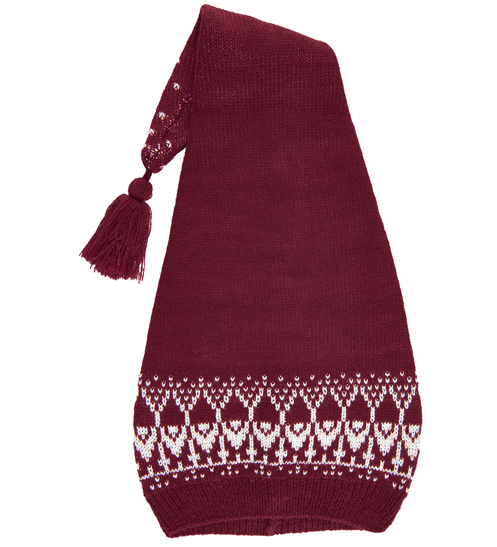 Mikk-Line Christmas Hat - Knitted - Jacquard - Red w. Pattern