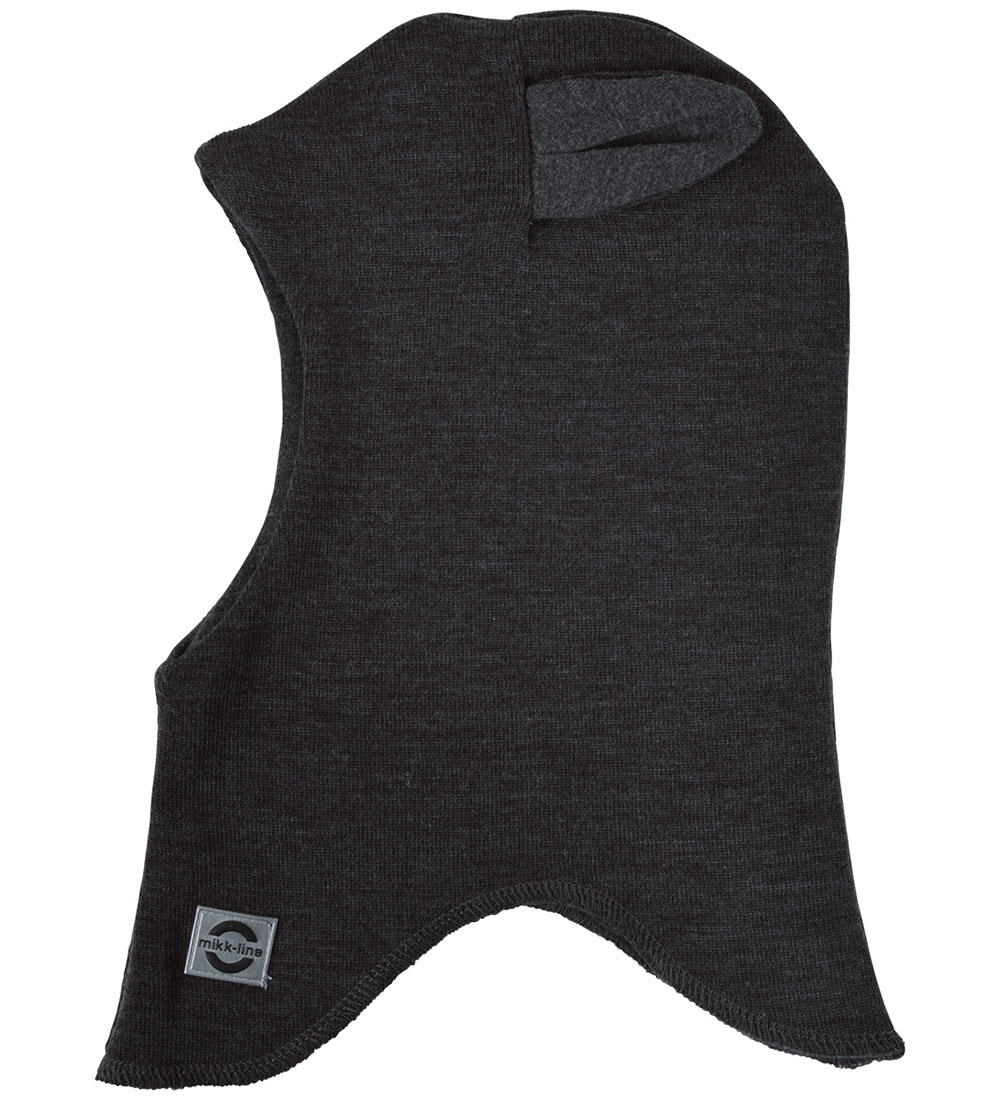 Mikk-Line Balaclava w. Ears - Wool/Acrylic - 2-layer - Dark Grey