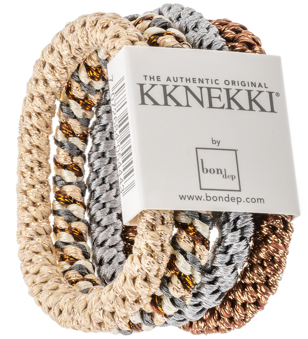 Kknekki Elastiset hiuspannat - 4 kpl - Ruskea/Sininen/Beige