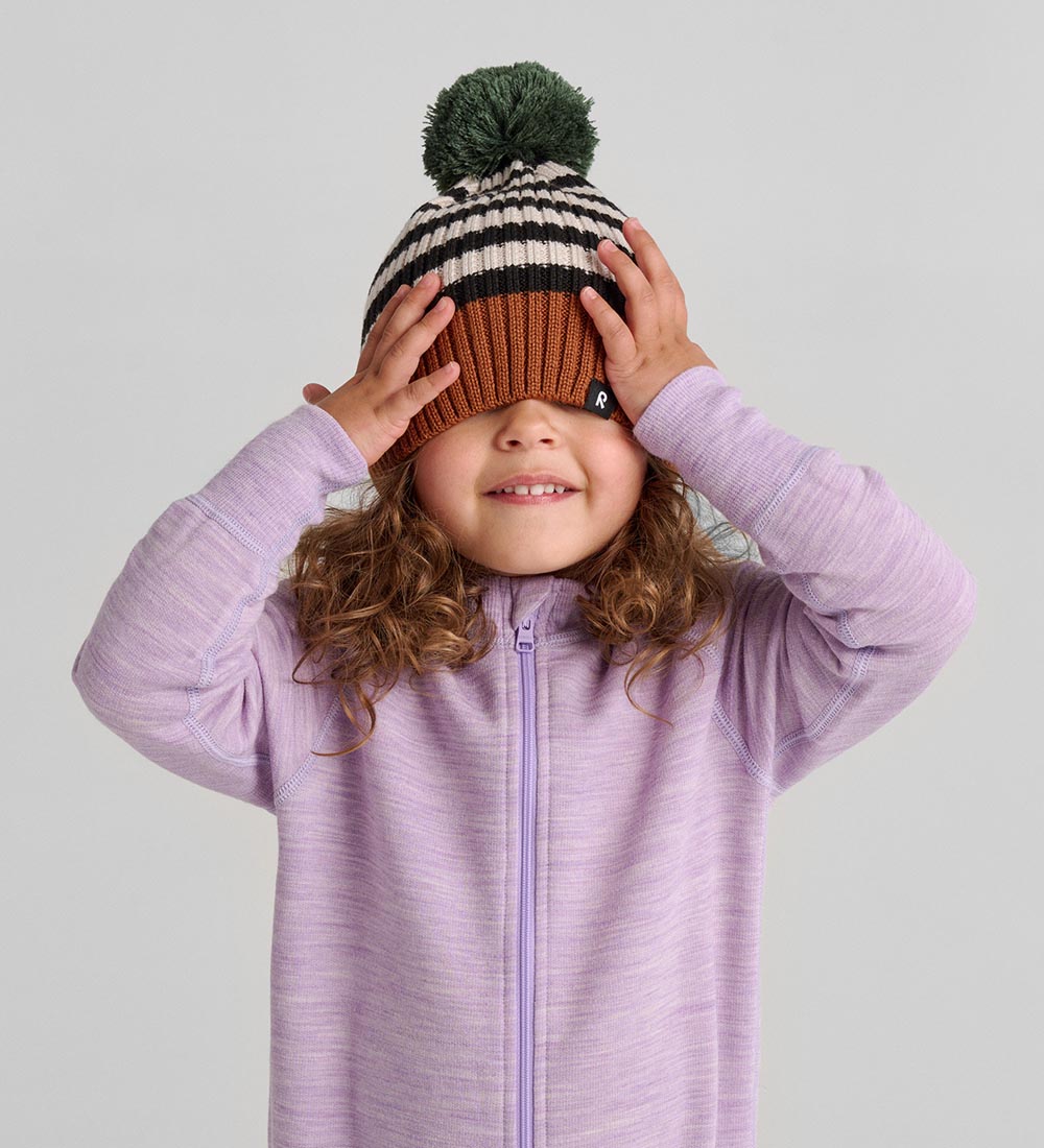 Reima Beanie - Wool/Acrylic - Tipla - Cinnamon Brown w. Stripes