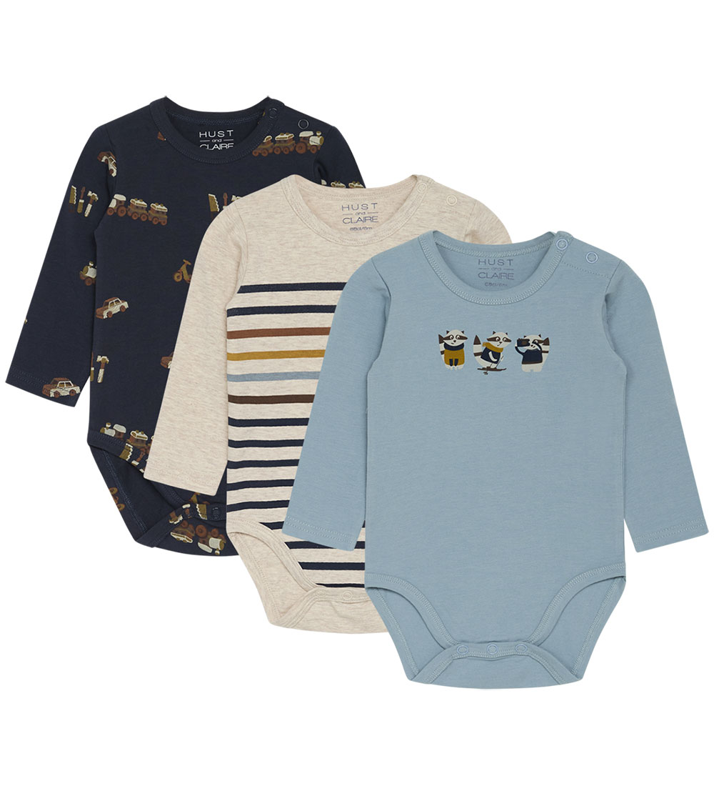 Hust and Claire Bodysuit l/s - 3-Pack - Bertram - Blue Night