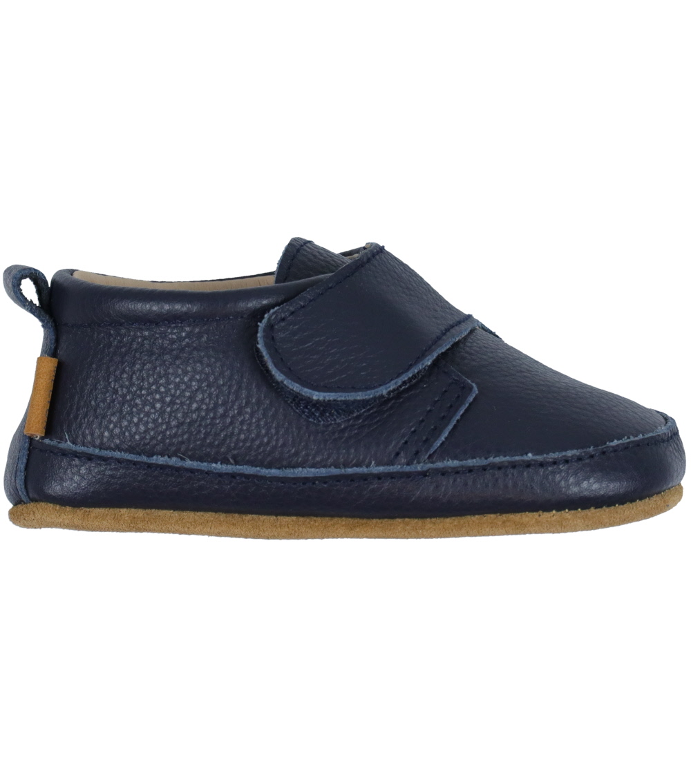 Melton Leder-Krabbelschuhe - Marine