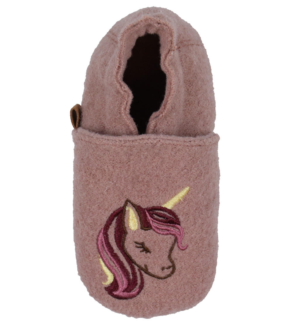 Melton Slippers - Wool - Fawn w. Unicorn