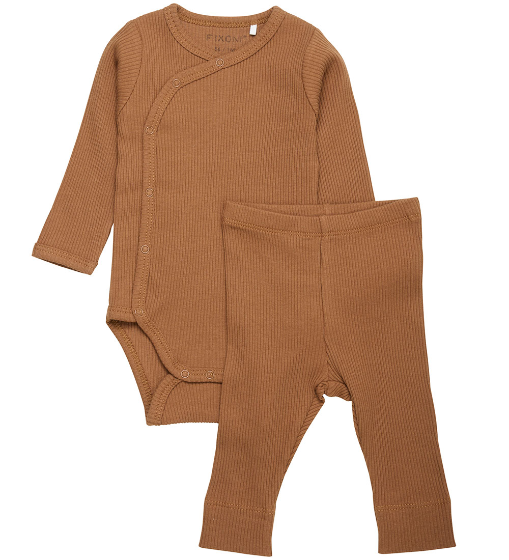Fixoni Set - Leggings/Bodysuit l/s - Rib - Nuthatch