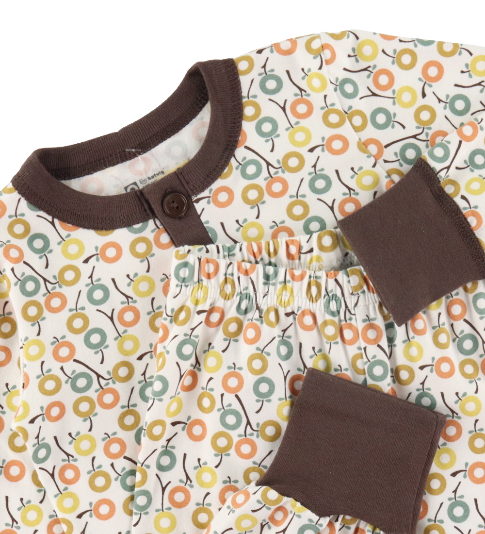 Katvig Pyjama Set - White w. Apples