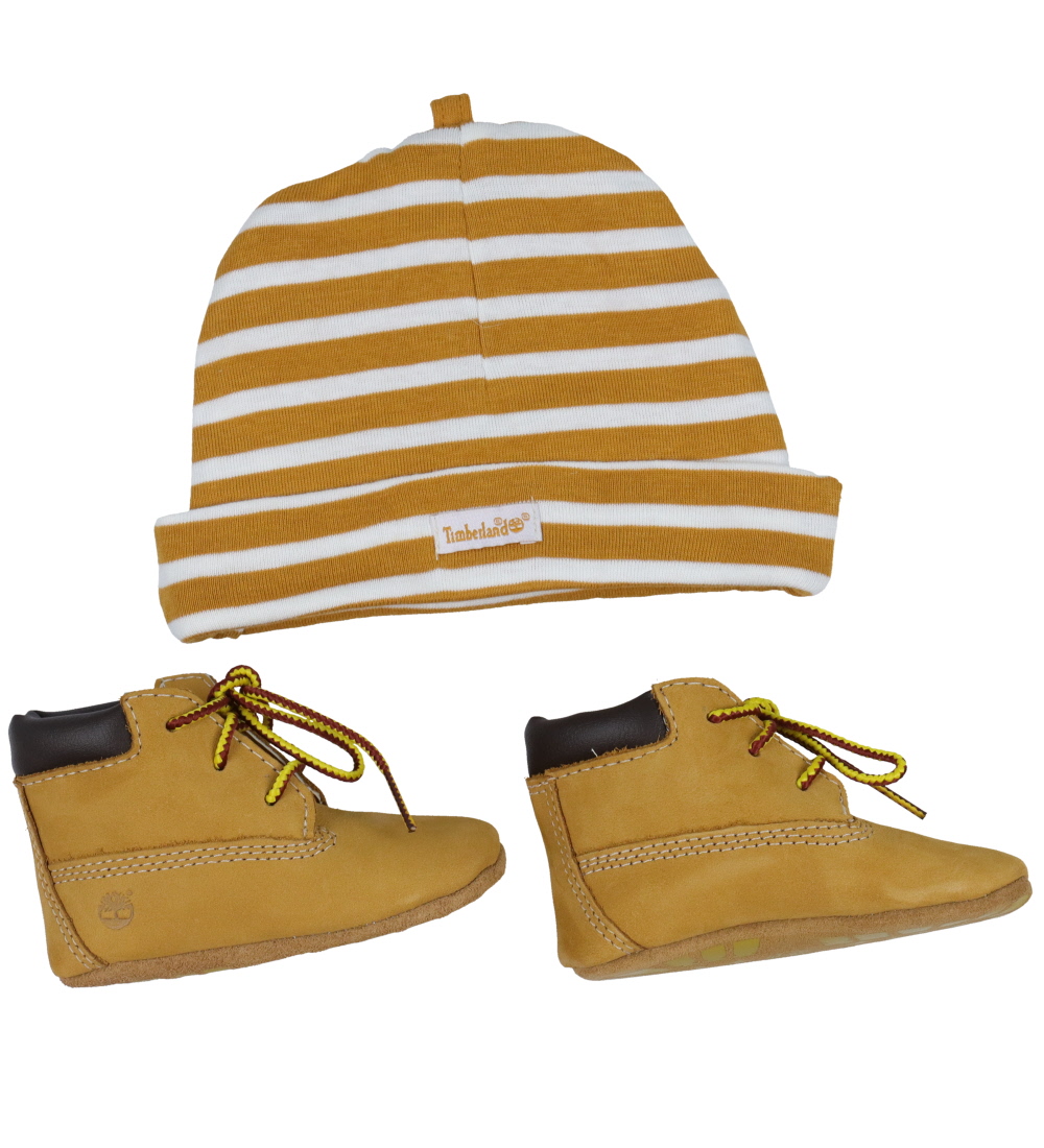 Timberland Leder-Krabbelschuhe/Mütze - GeschenkBox - Wheat