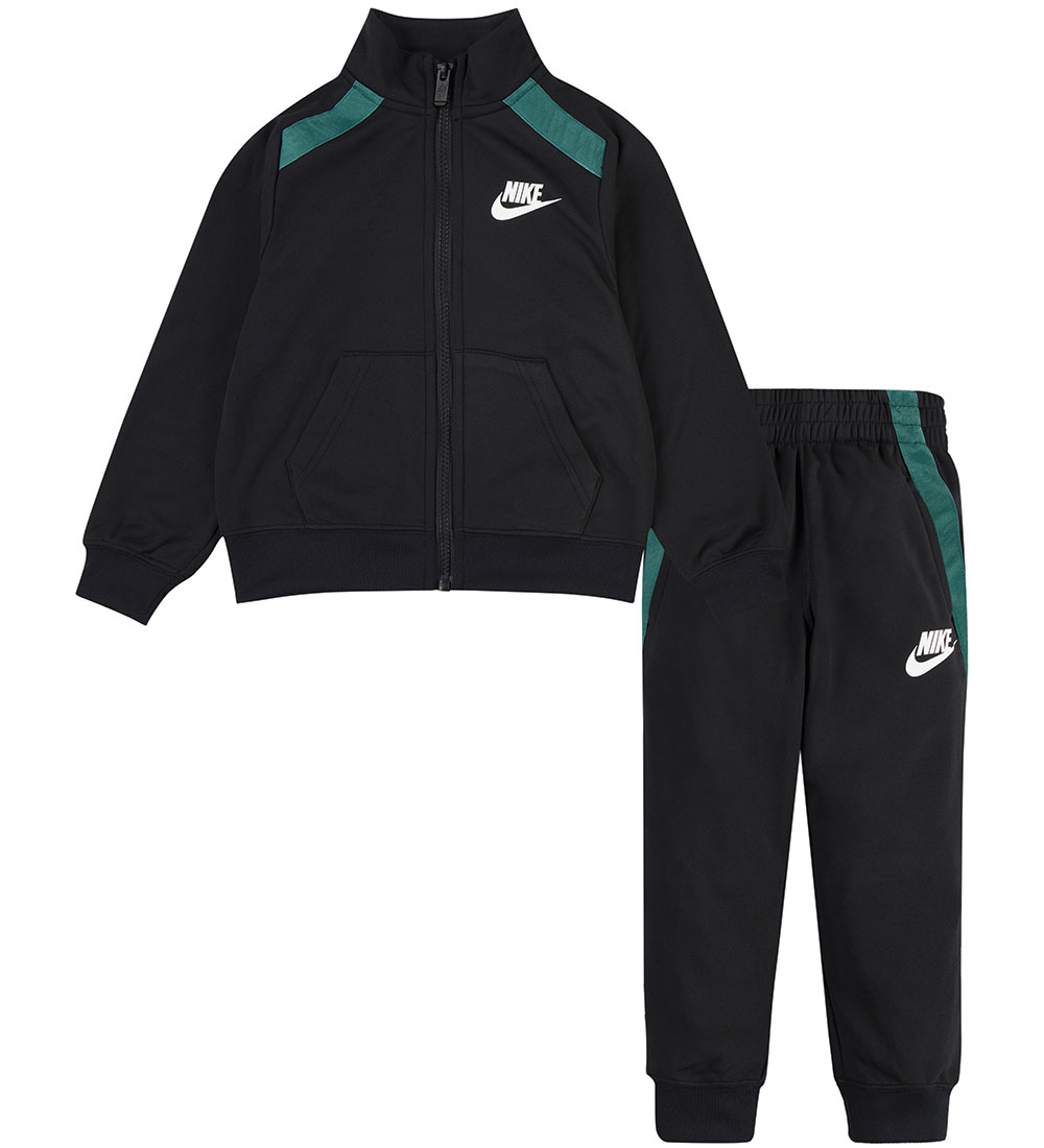 Nike Tracksuit - Black w. Dark Green/Neon Yellow