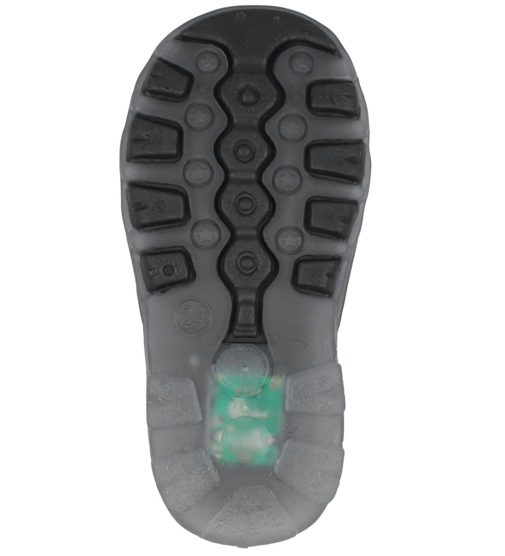 Color Kids Thermo Boots w. Light - Black w. Green