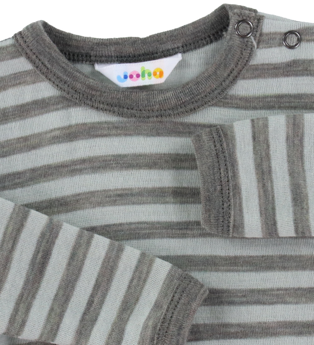 Joha Bodysuit l/s - Wool - Grey/Mint