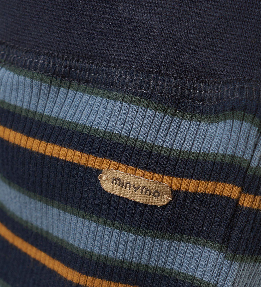 Minymo Trousers - Rib - Dark Navy/The mustard stripe