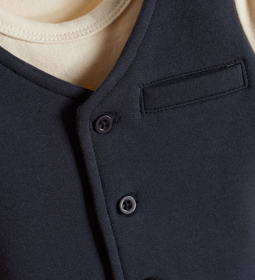 Minymo Bodysuit l/s - Dark Navy/Cream