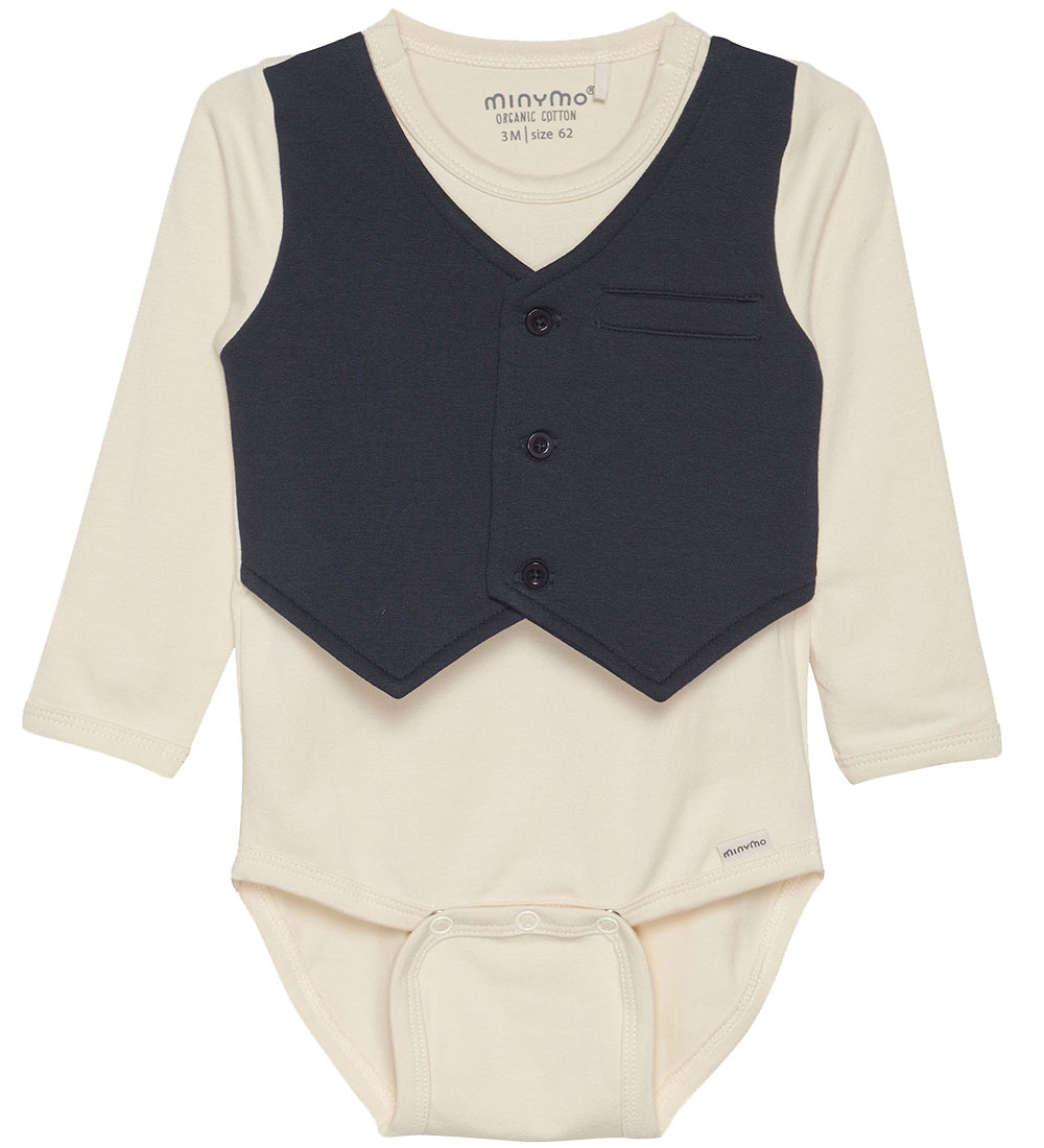 Minymo Bodysuit l/s - Dark Navy/Cream