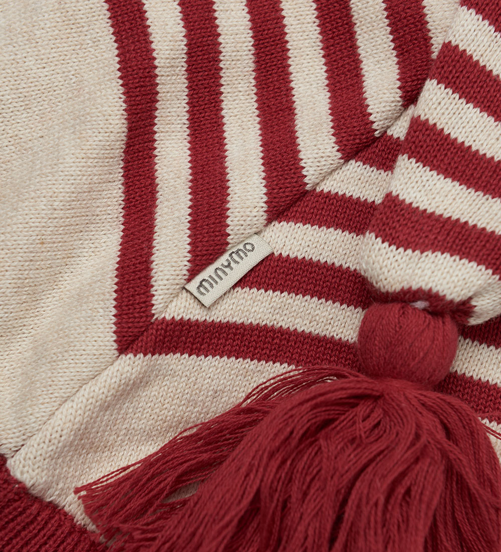 Minymo Christmas Hat - Knitted - Rio Red w. Dino