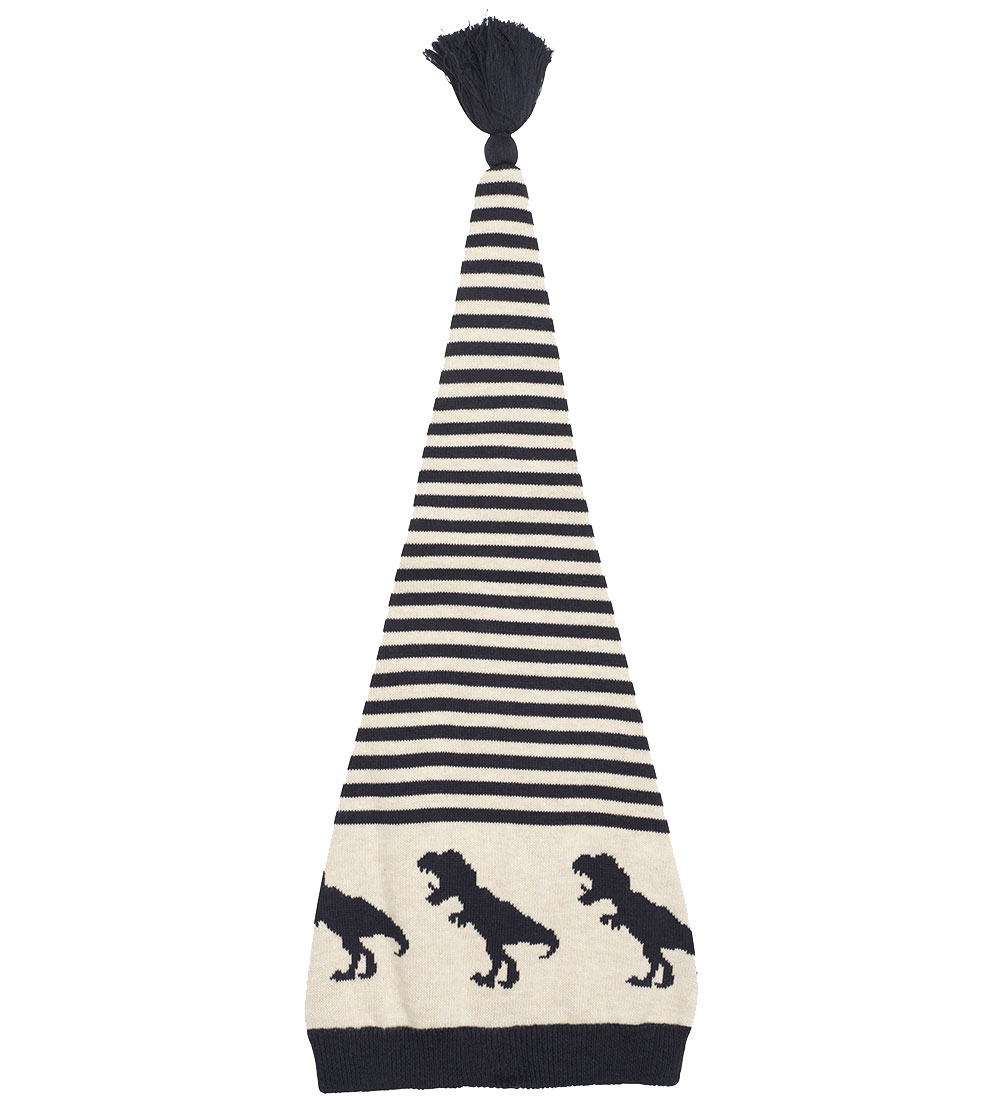 Minymo Christmas Hat - Knitted - Dark Navy w. Dino