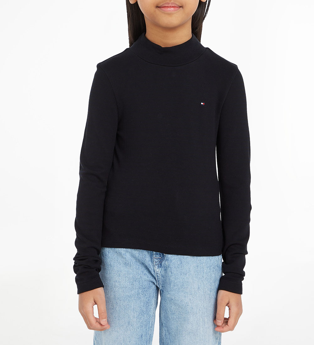 Tommy Hilfiger Blouse - Stripe Mock - Black w. Stripes
