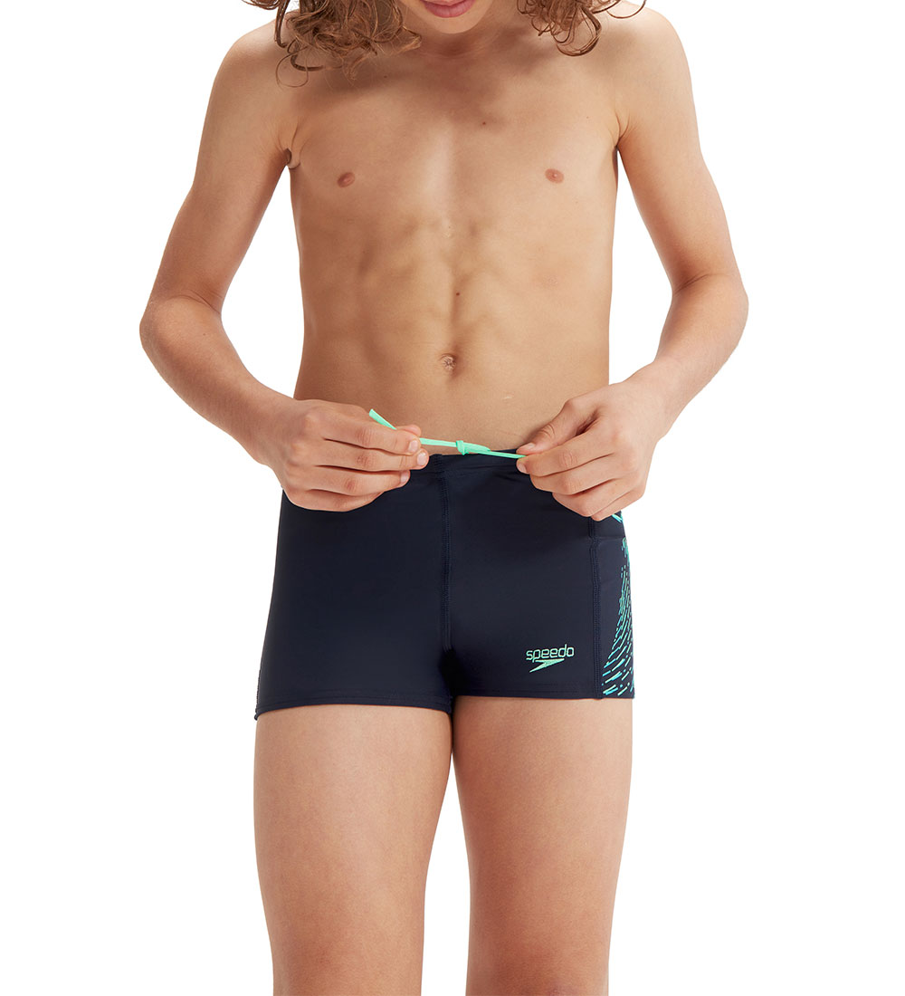 Speedo Swim Trunks - Plastisol Placement Aquashorts - Navy/Green