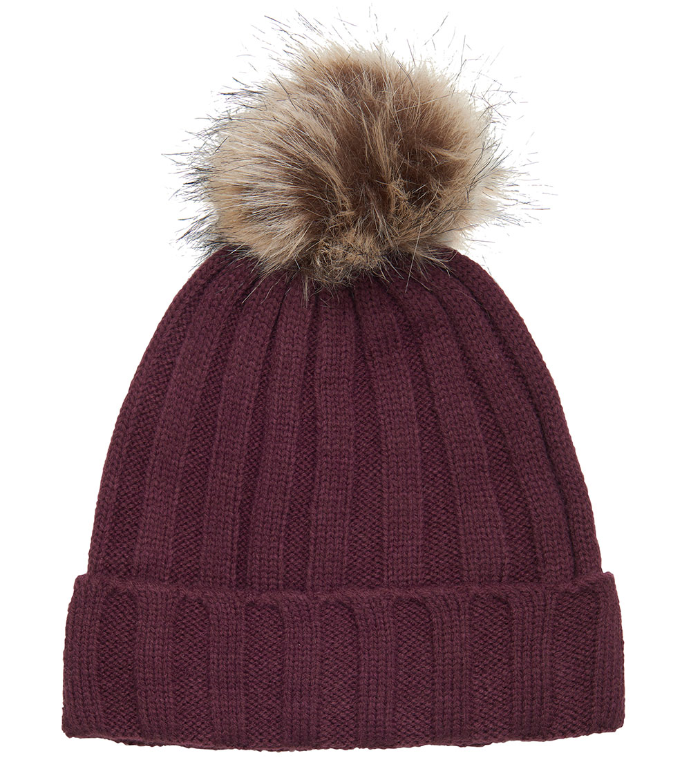 En Fant Beanie - Wool/Acrylic - Fig w. Pom-Pom