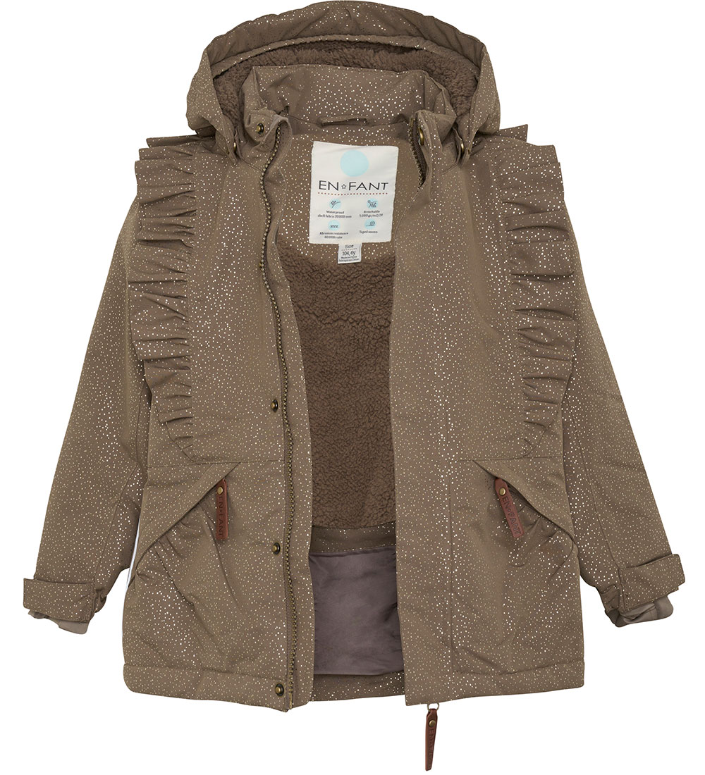 En Fant Winter Coat - Chocolate Chip w. Gold Dots