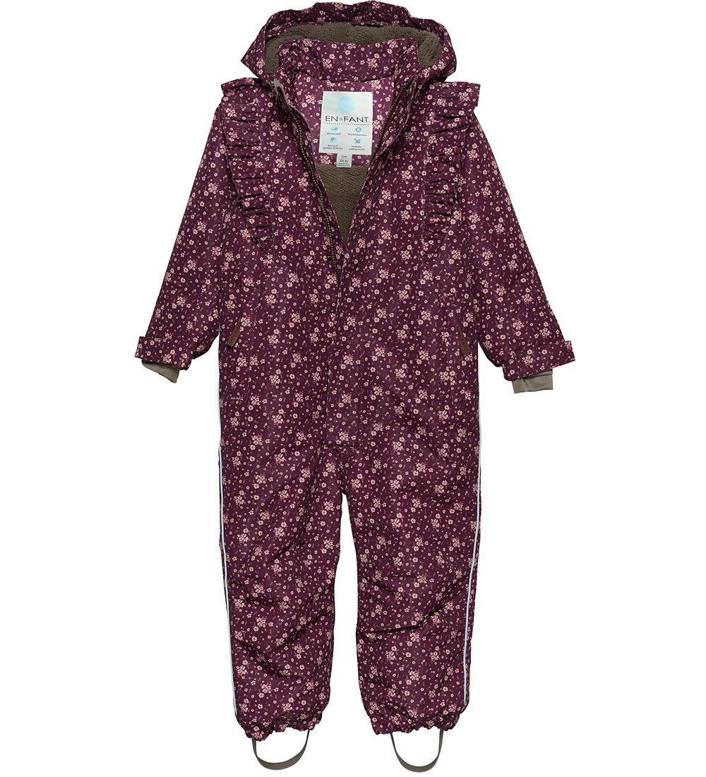 En Fant Snowsuit - Fig w. Flowers