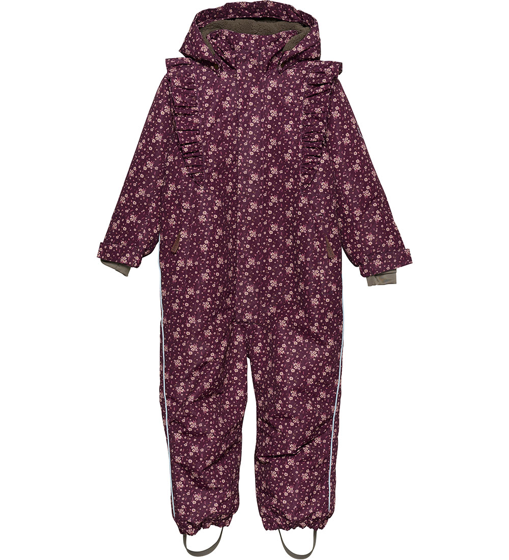 En Fant Snowsuit - Fig w. Flowers