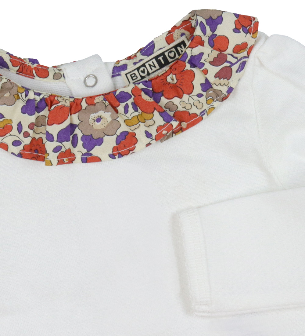 Bonton Bodysuit l/s - Cream w. Floral Collar