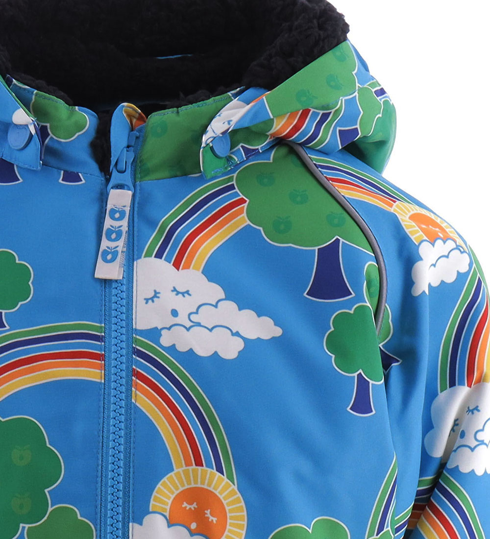 Småfolk Winterjacke - Ocean Blue m. Regenbogenlandschaft