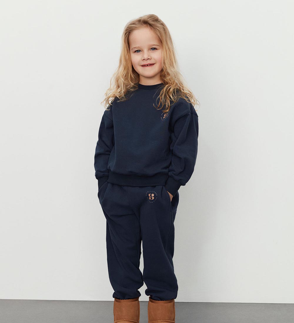 Petit by Sofie Schnoor Sweatshirt - Dark Blue m. Goud Glitter