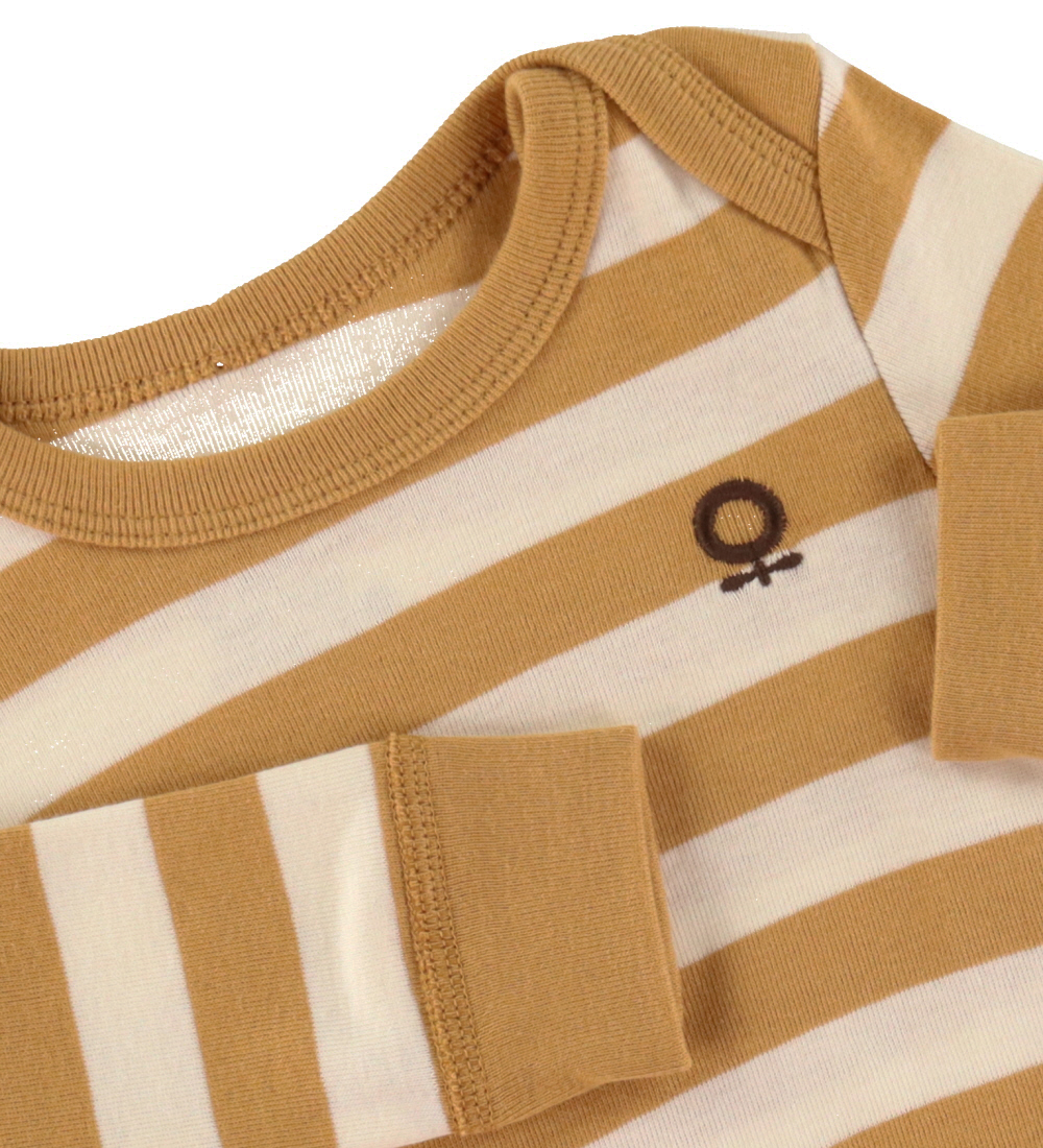 Katvig Romper l/s - Caramel/Wit Gestreept