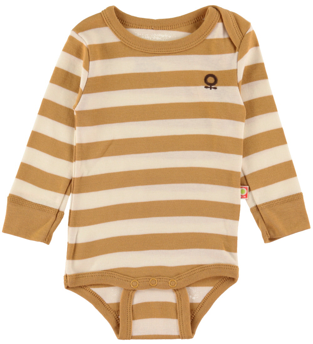 Katvig Romper l/s - Caramel/Wit Gestreept