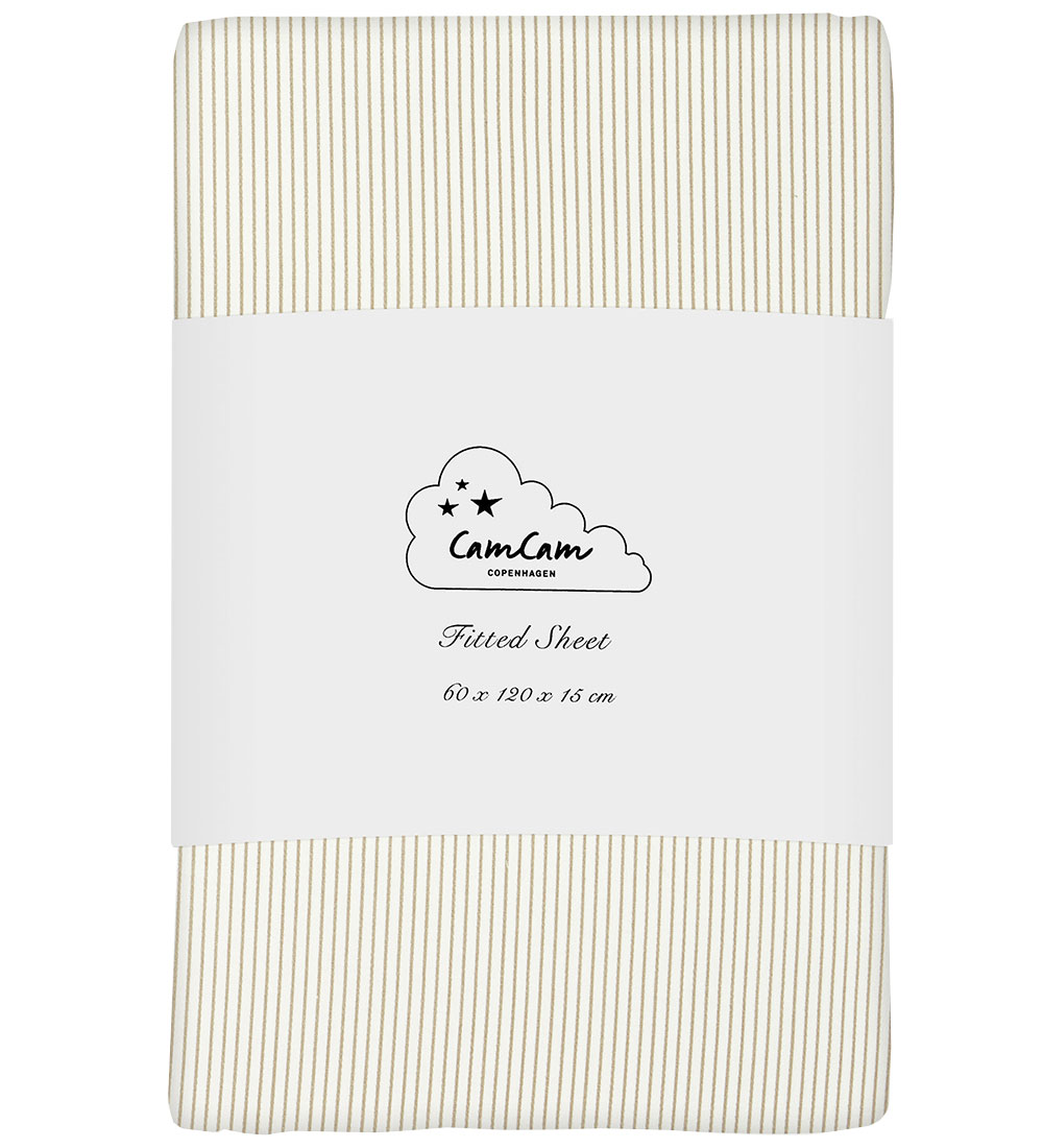 Cam Cam Bed Sheet - 60x120x15 cm - Classic+ Stripes Camel