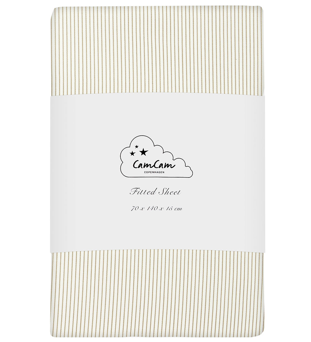Cam Cam Bed Sheet - 70x140x15 cm - Classic+ Stripes Camel
