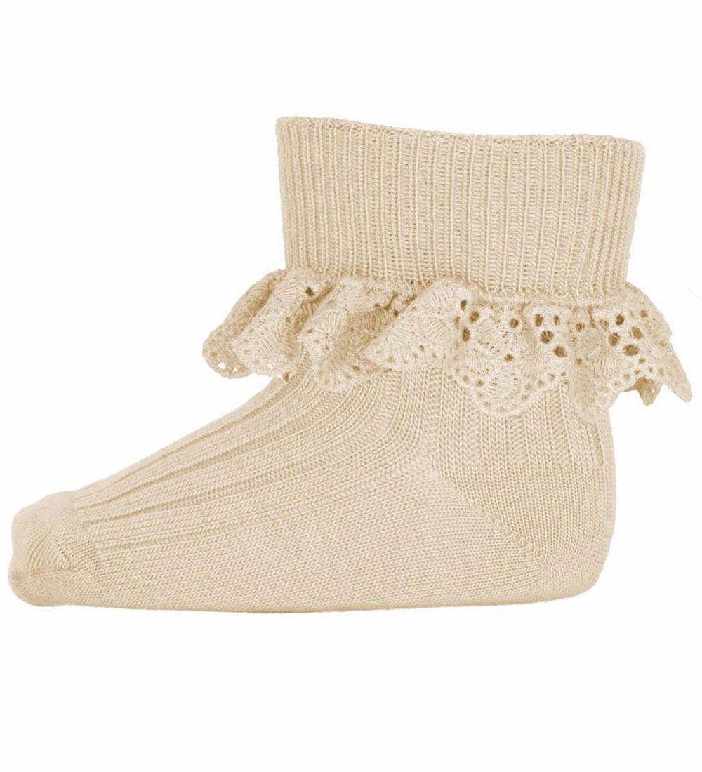MP Clogs w. Lace - Wool - Lea - Ecru