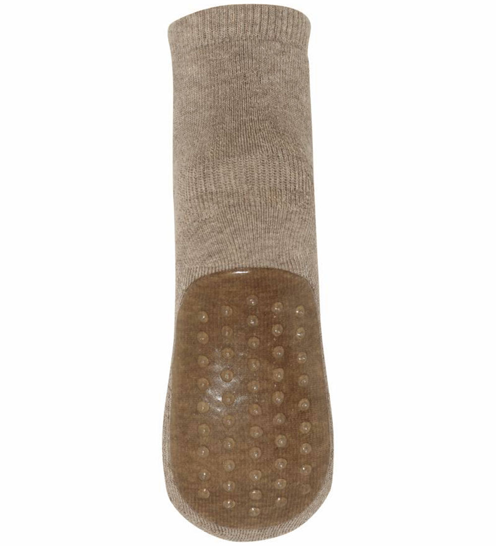 MP Sokken - Wol - Anti-Slip - Light Brown Gemleerd