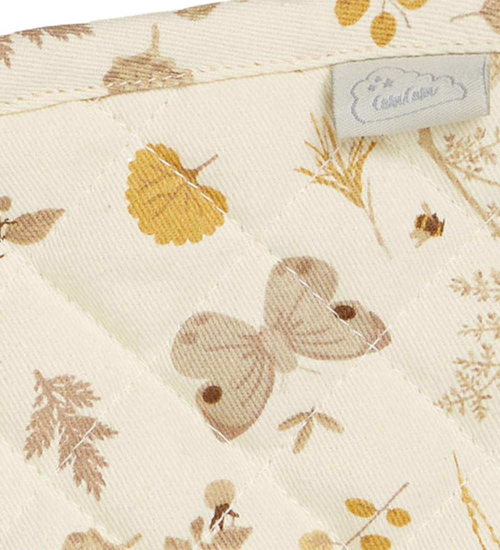Cam Cam Oven Mitts & Potholder - Beige w. Leaves/Butterflies