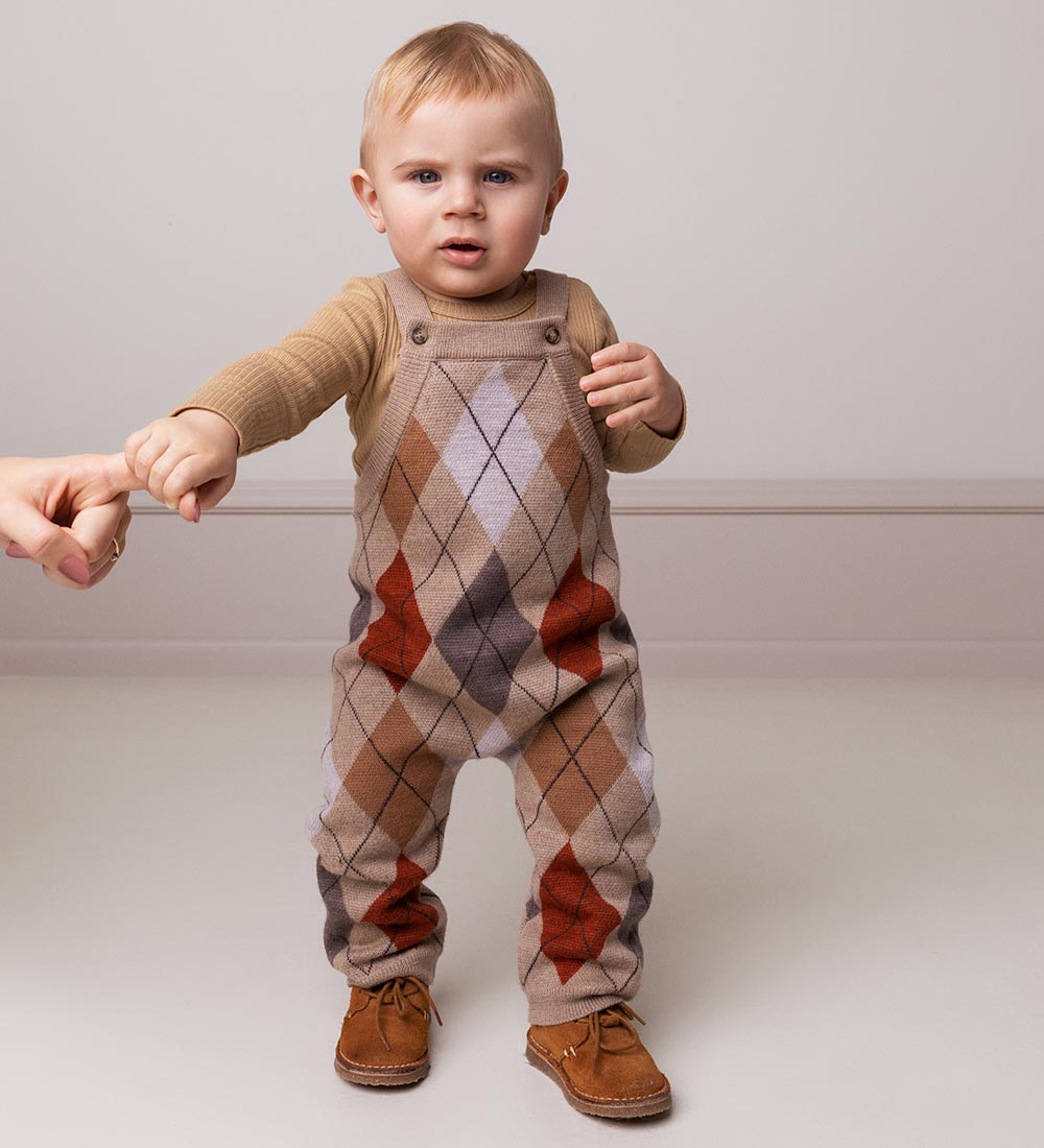 MarMar Overalls - Knitted - Wool - Rui - Dark Beige Argyle