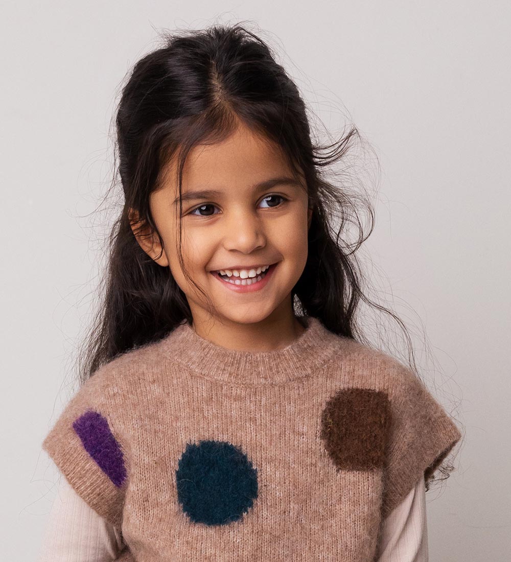 MarMar Waistcoat - Knitted - Wool - Tanja - Beige Melange Dot