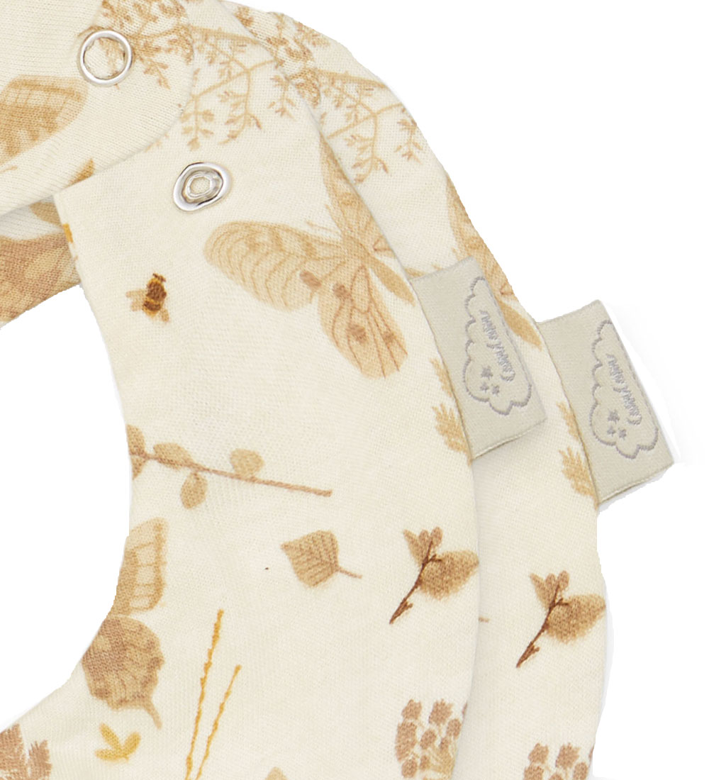 Cam Cam Bibs - 2-Pack - Beige w. Leaves/Butterflies