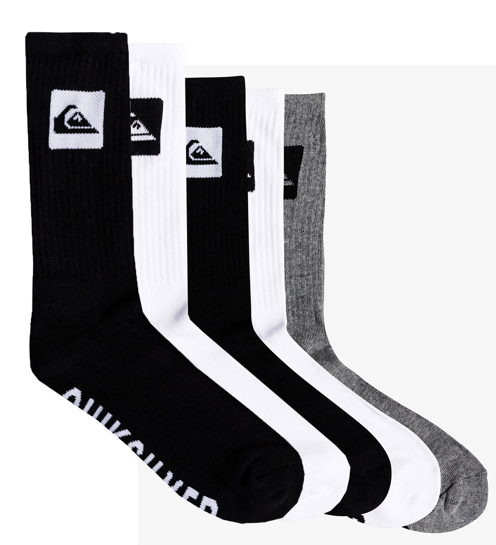 Quiksilver Socks - 5-Pack - Black/White/Grey