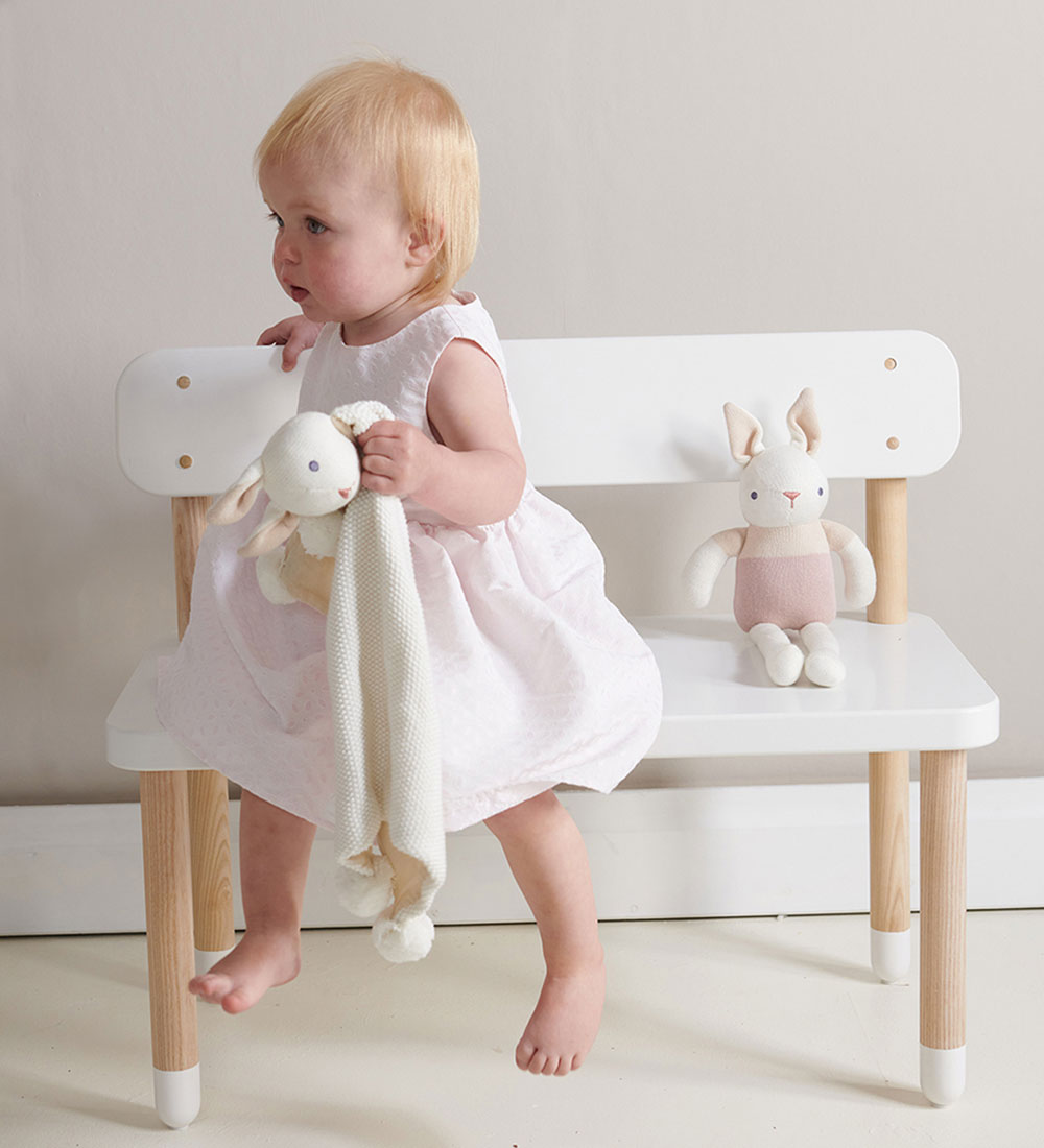 ThreadBear Gift Set - White Rabbit rattle and Comfort Blanket