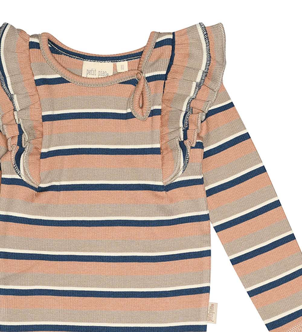Petit Piao Bodysuit l/s - Modal - Rib - Cafe Rose/Soft Sand/Deni