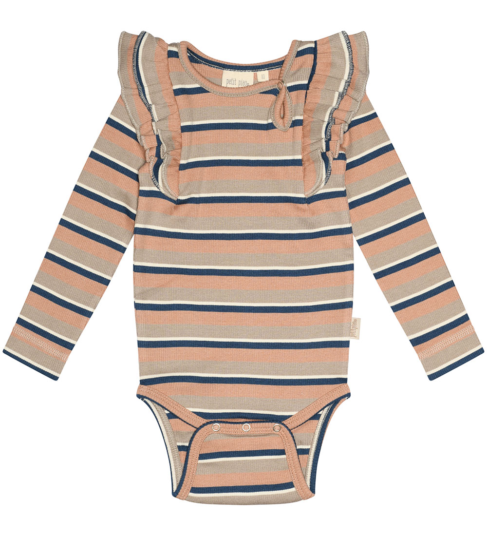 Petit Piao Bodysuit l/s - Modal - Rib - Cafe Rose/Soft Sand/Deni
