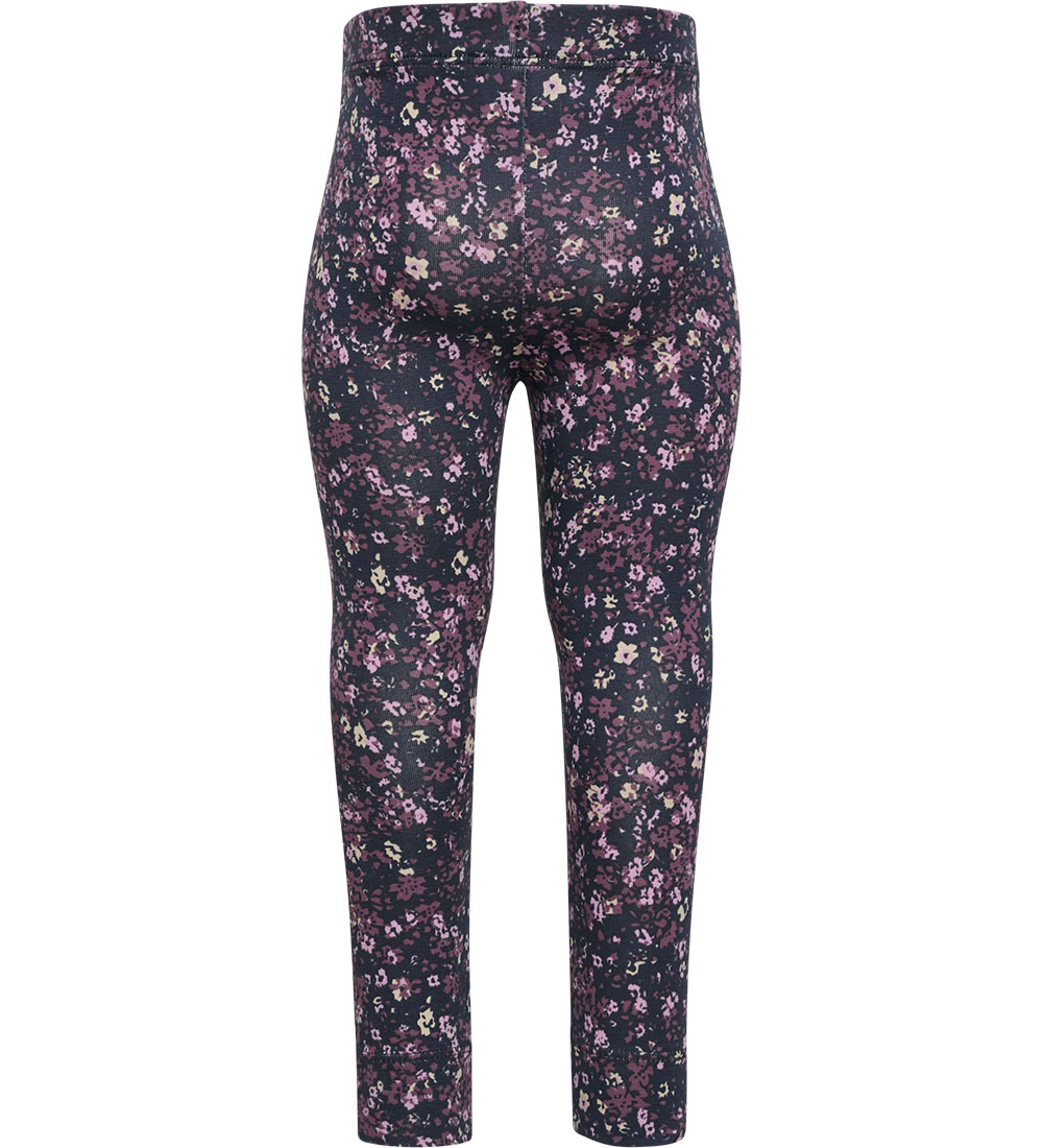Hummel Leggings - hmlFloa - Ombra Blue/Paars m. Bloemen