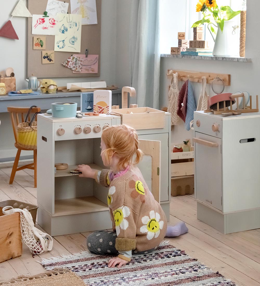 Sebra Speelkeuken - Oven en fornuis - Hout - Seabreeze Beige