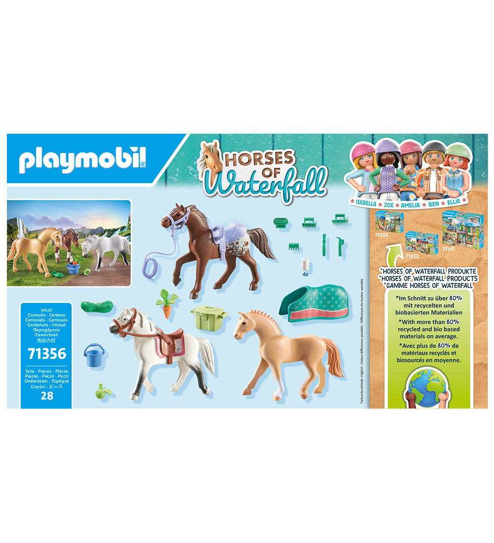 Playmobil Hestene ved Fossen - 3 hester: Mor... - 71356 - 28 Del