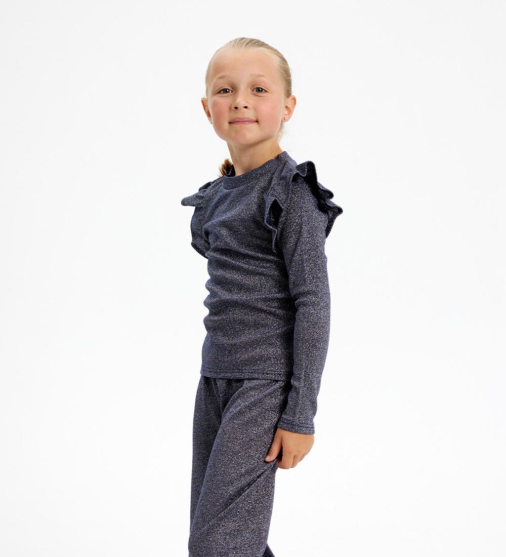 The New Bluse - TnFarah - Navy Blazer m. Silber Glitzer