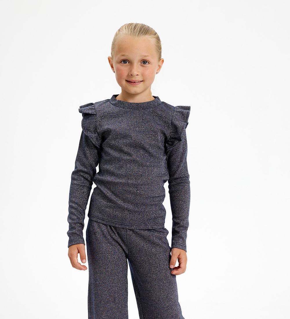The New Bluse - TnFarah - Navy Blazer m. Silber Glitzer