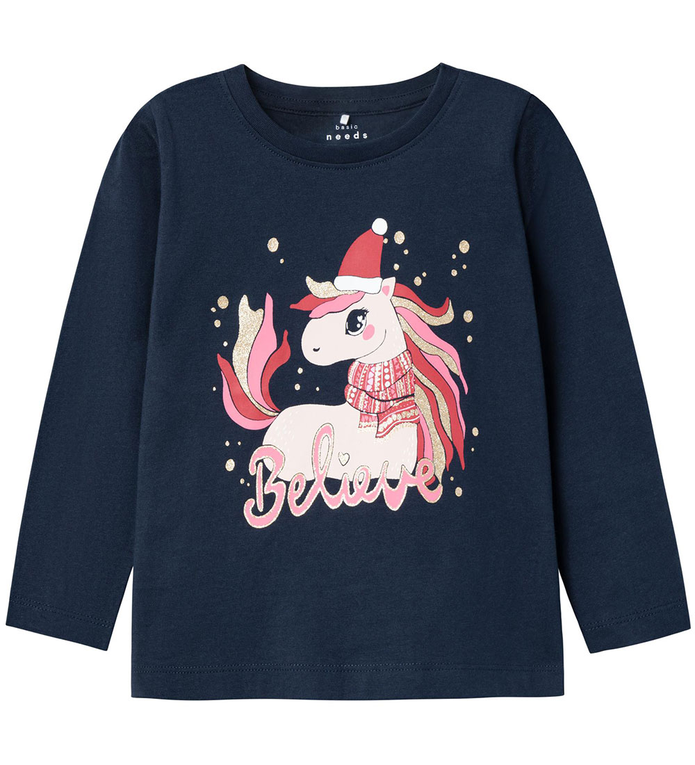 Name It Blouse - NmfVismas - Dark Sapphire w. Unicorn