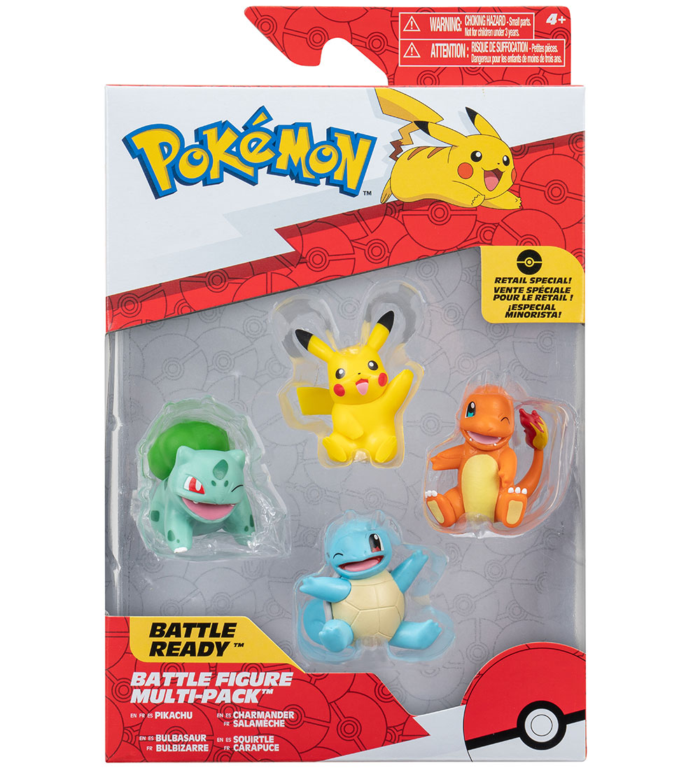 Pokémon Figuren - 4er-Pack - Kampffigurenpaket - Pikachu/Charman